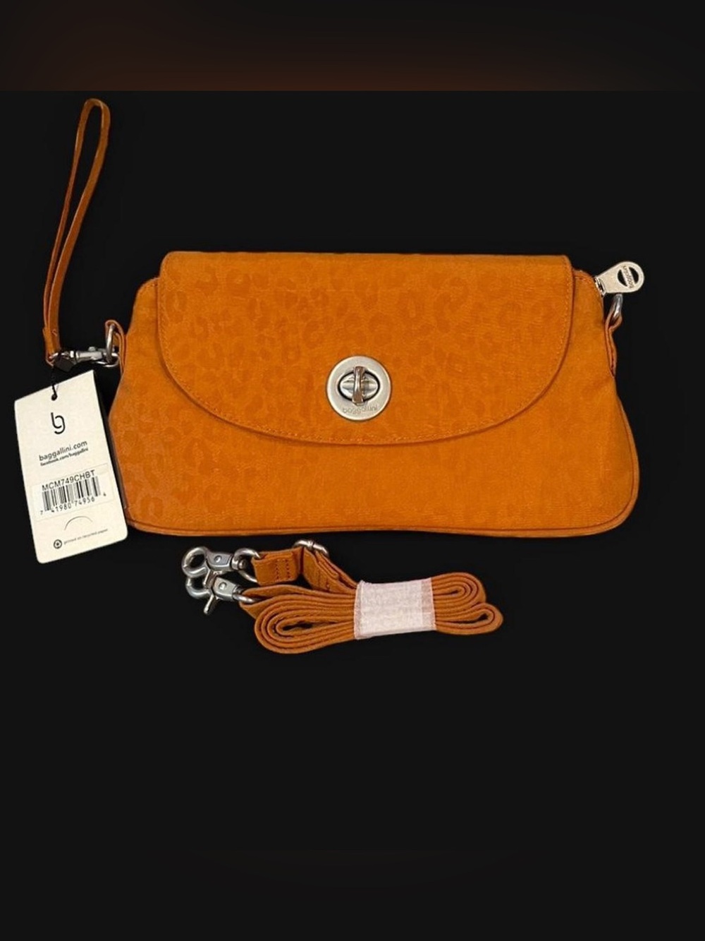 Baggallini Wristlet Clutch Crossbody Leopard Bag New